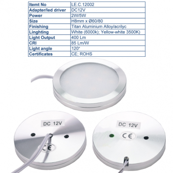 Đèn led downlight tròn ốp nổi tủ nội thất